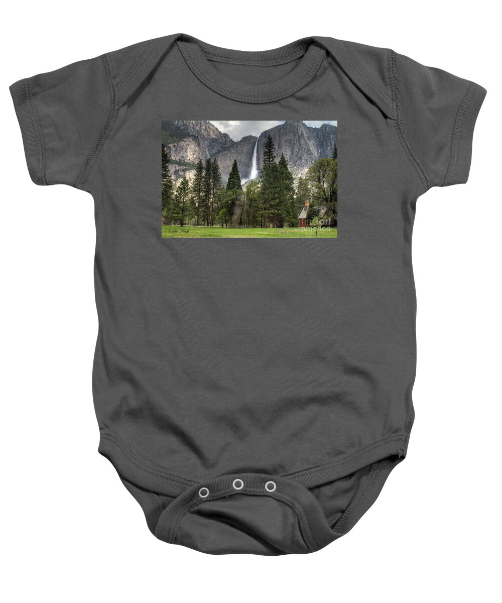 Cooks Meadow Baby Onesie featuring the photograph Chapel in the Valley by Sue Karski