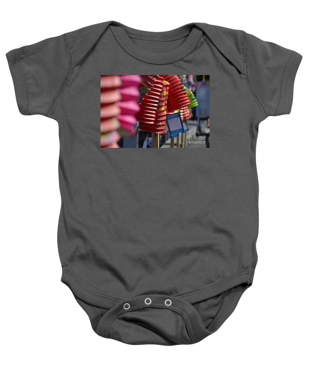 Dragon Boat Races Baby Onesie featuring the photograph Chinese Lanterns by Traci Cottingham