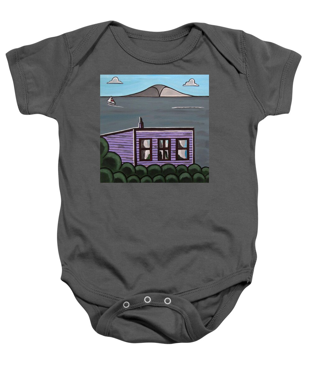 Beach Scenes Baby Onesie featuring the painting Cliff Top by Sandra Marie Adams