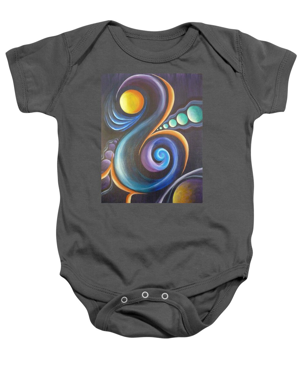 Cosmic Baby Onesie featuring the painting Cosmic by Reina Cottier