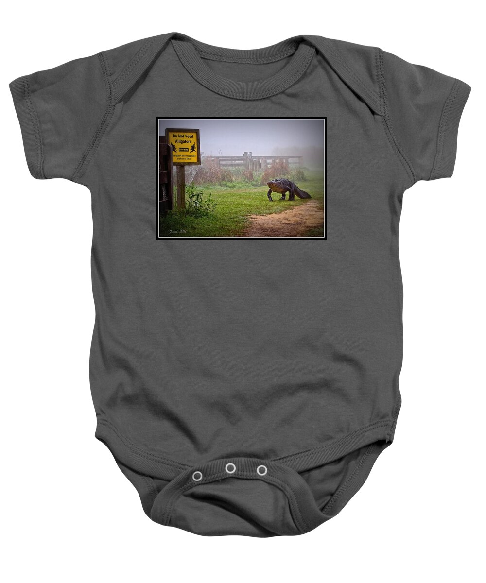 Do Not Feed Baby Onesie featuring the photograph Do Not Feed by Farol Tomson