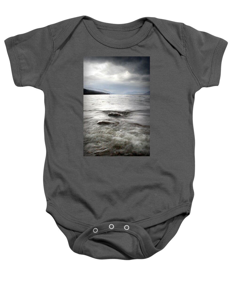 Dores Baby Onesie featuring the photograph Dores Beach Loch Ness by Joe Macrae