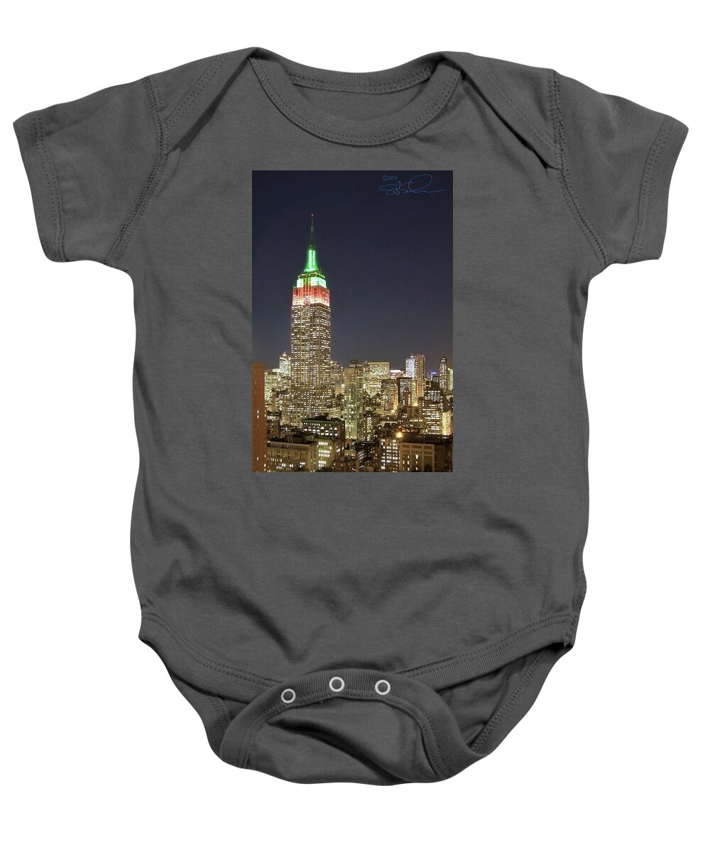 Empire State Building Baby Onesie featuring the photograph Empire Lights by S Paul Sahm