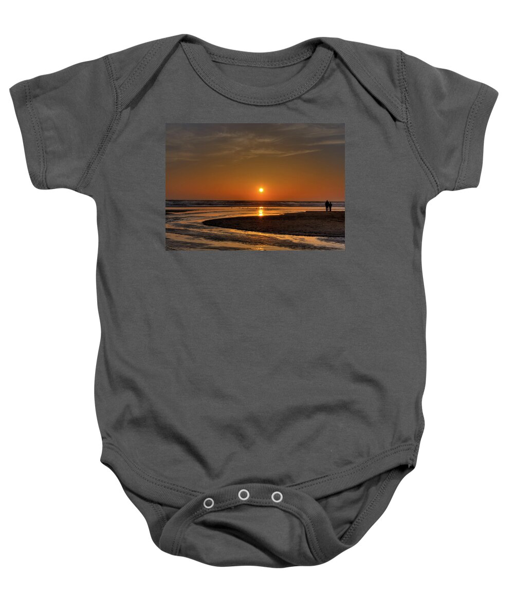 Morro Bay Baby Onesie featuring the photograph Enjoying the Sunset by Beth Sargent