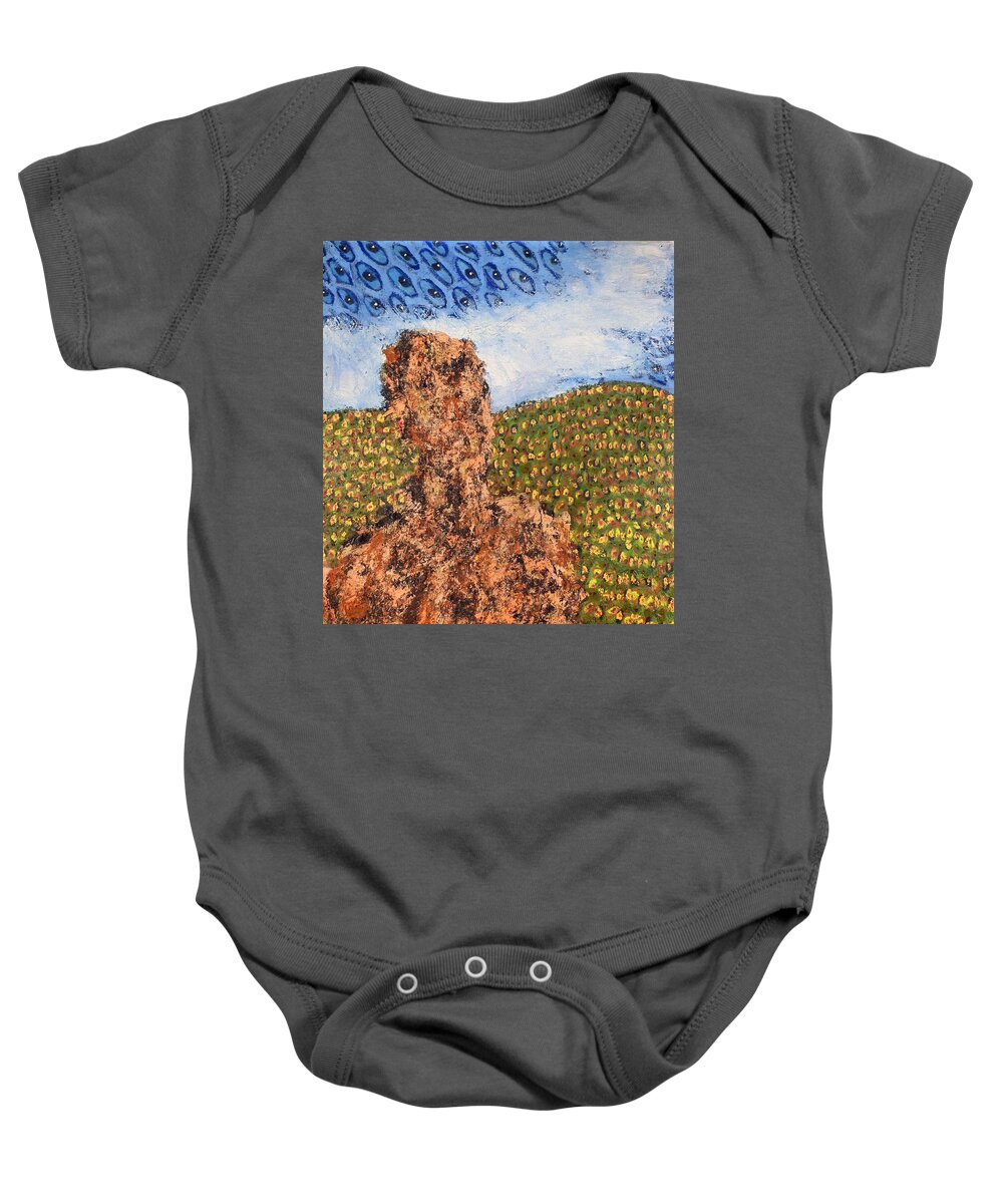 � Baby Onesie featuring the painting Figure In Landscape With Star Eyes by JC Armbruster