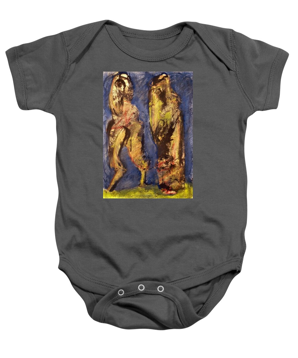 Landscape Baby Onesie featuring the pastel Figures In Landscape by JC Armbruster