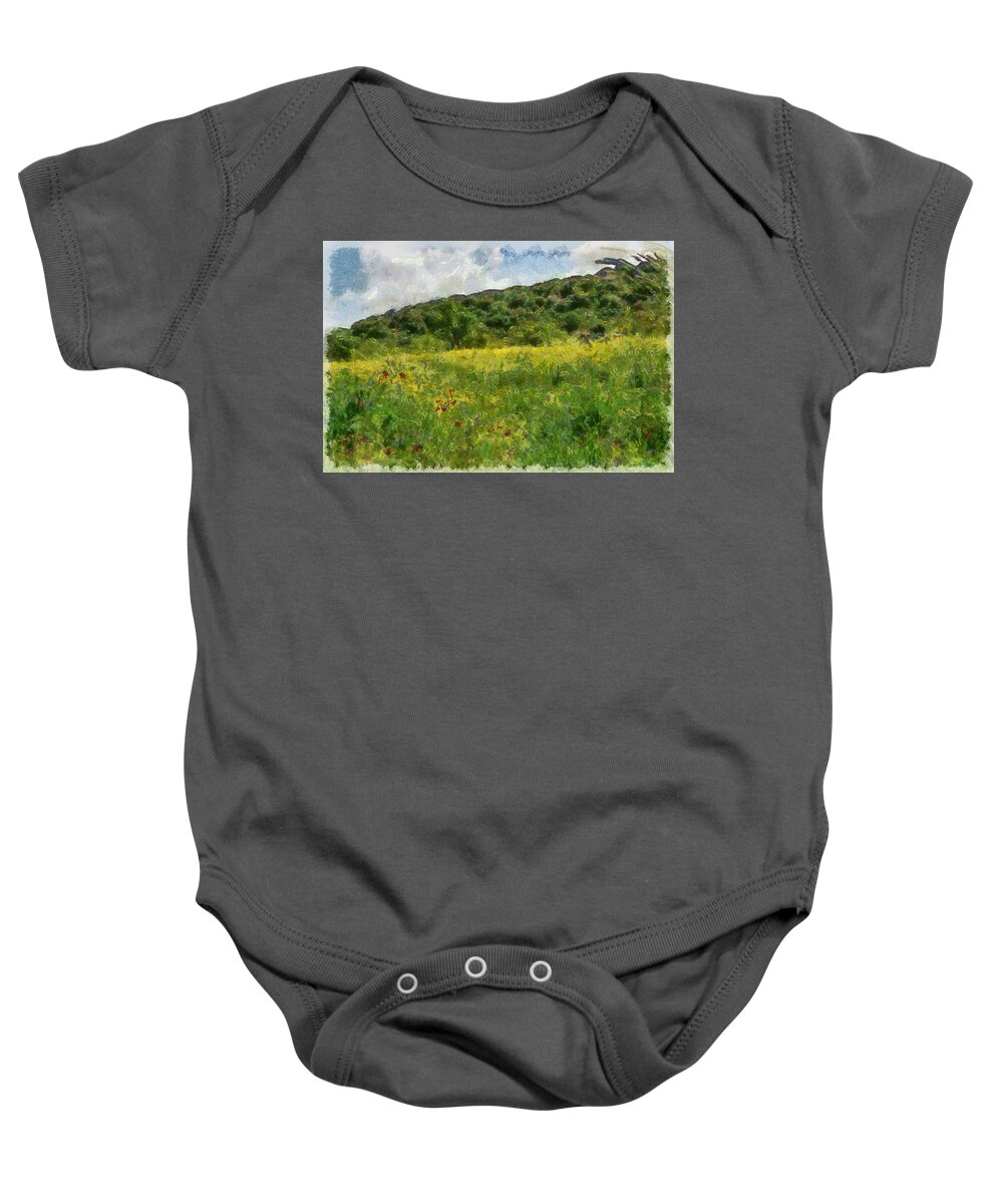 Meadow Baby Onesie featuring the photograph Flowering fields by Michael Goyberg