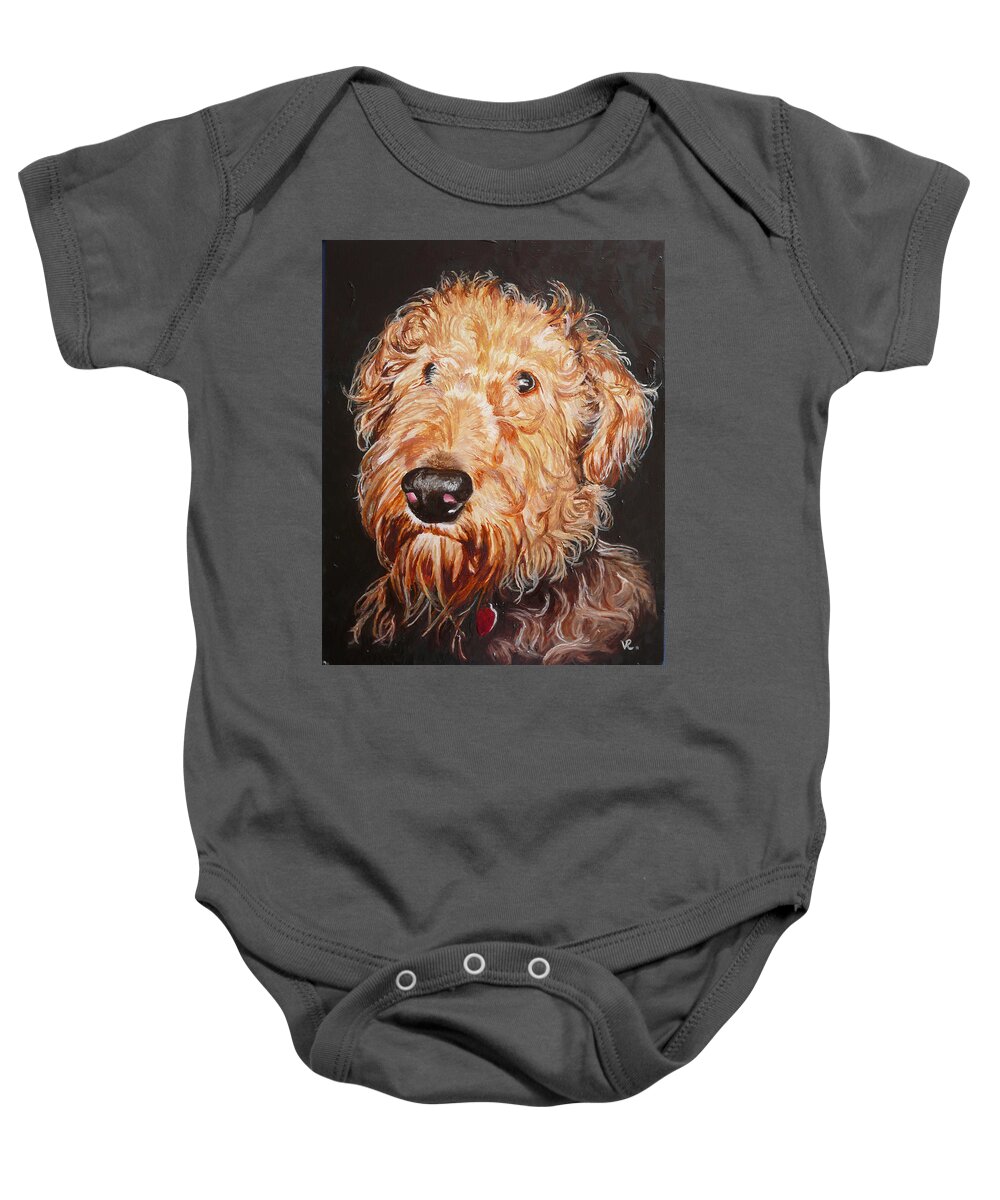 Puppy Baby Onesie featuring the painting Fonzie by Vic Ritchey