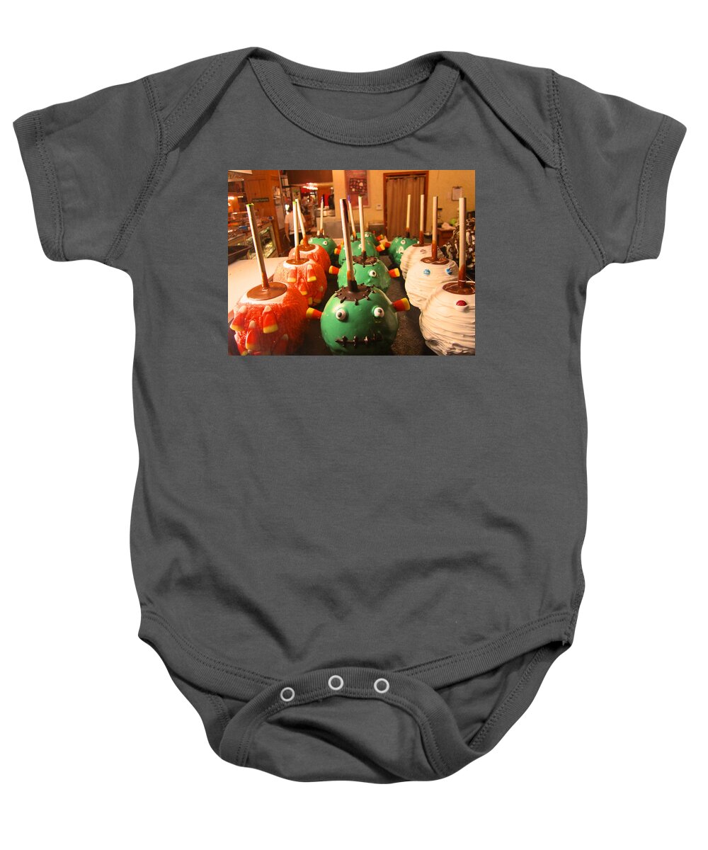 Candy Apples Baby Onesie featuring the photograph Frankenstein Candy Apples by Kym Backland