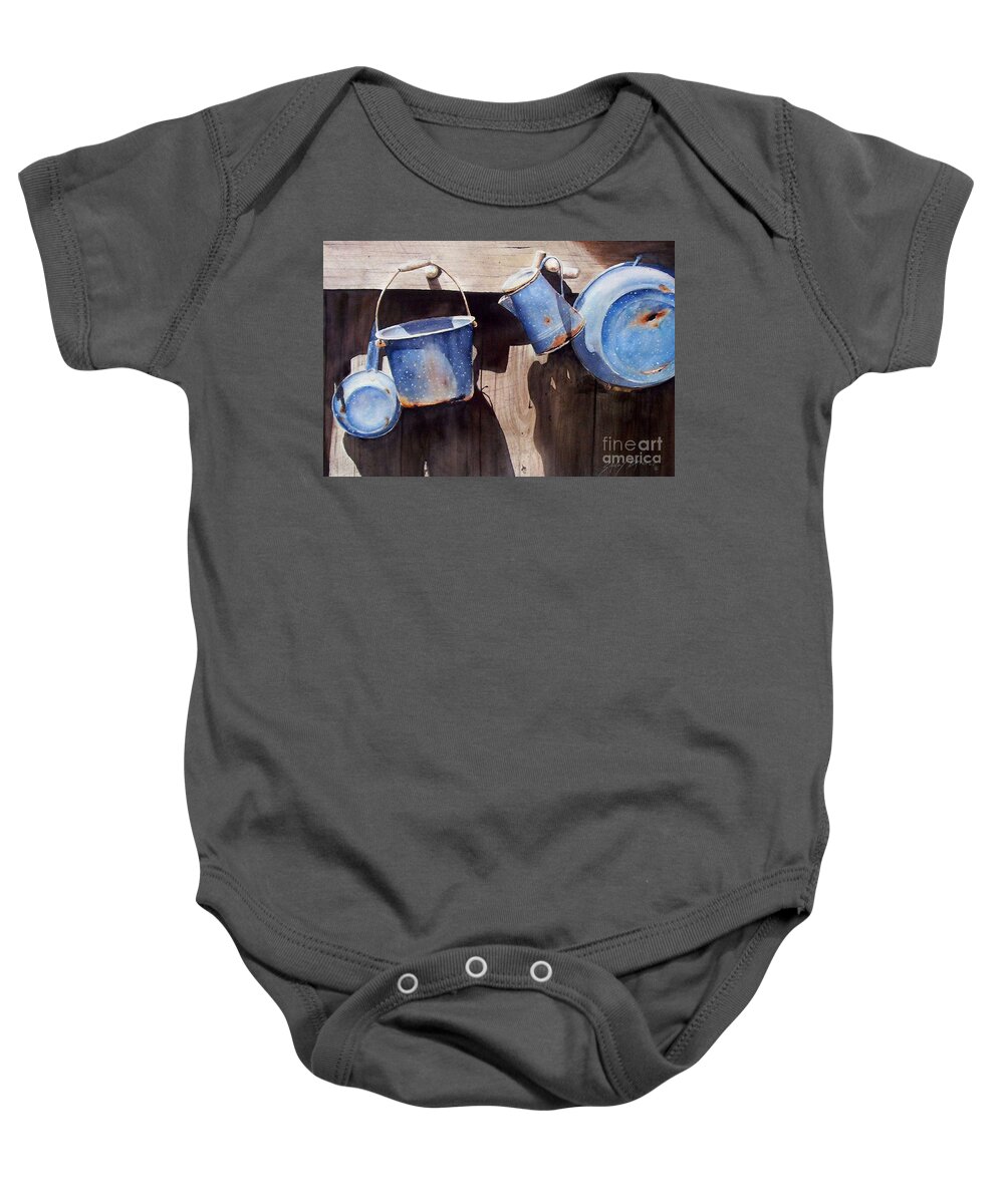 Watercolor Baby Onesie featuring the painting Gone To Pot...SOLD by Sandy Brindle