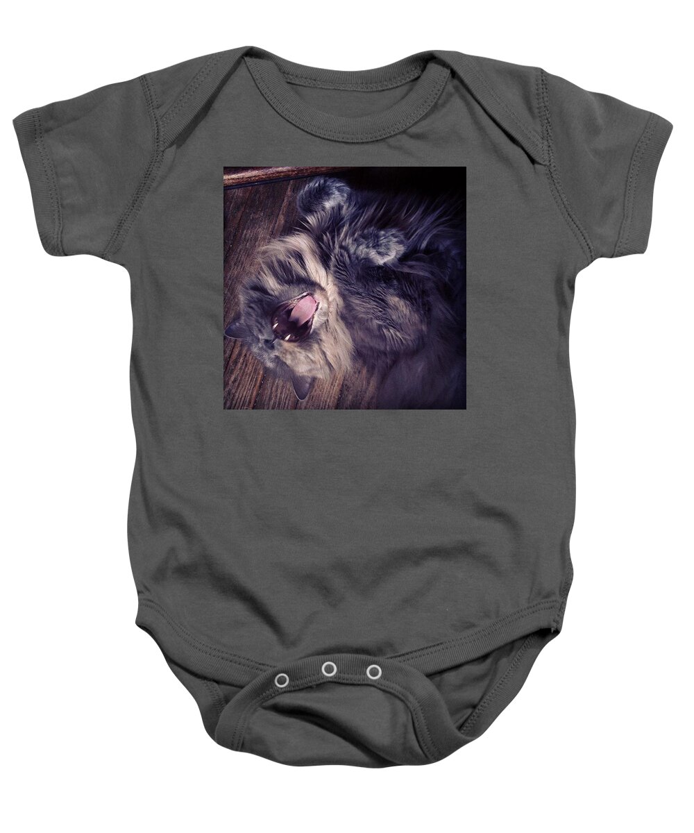 Fangs Baby Onesie featuring the photograph Has #fangs. Not Afraid To Use 'em by Katie Cupcakes