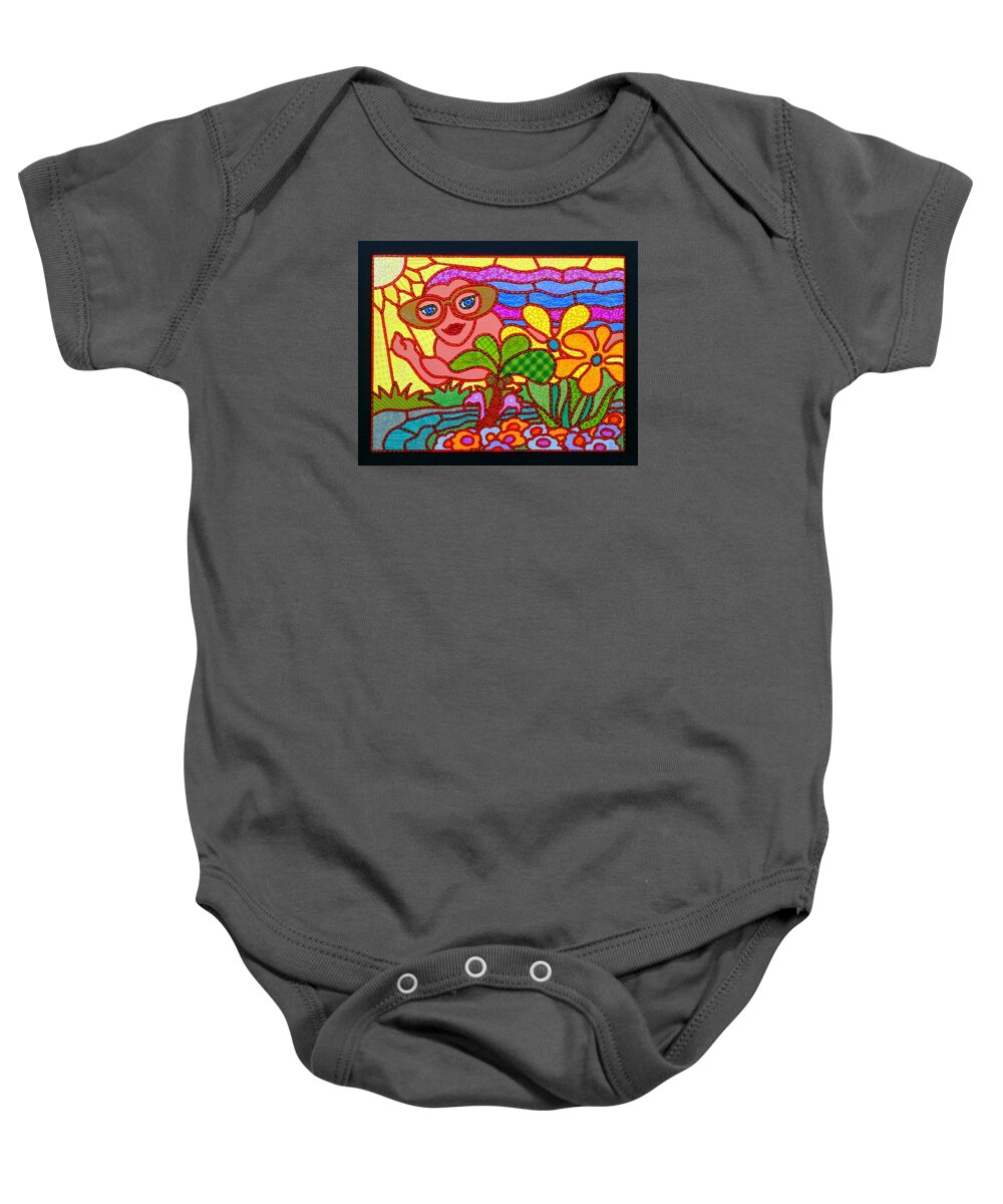 Lucy Baby Onesie featuring the painting Lucy in the Sky with Diamonds by Jim Harris