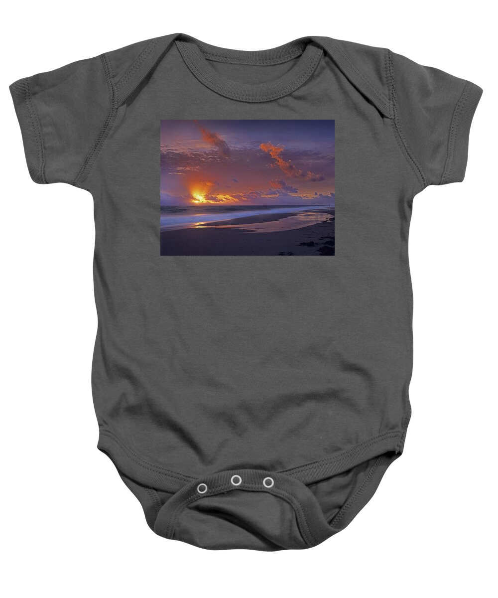 00175852 Baby Onesie featuring the photograph Mcarthur Beach At Sunrise Florida by Tim Fitzharris