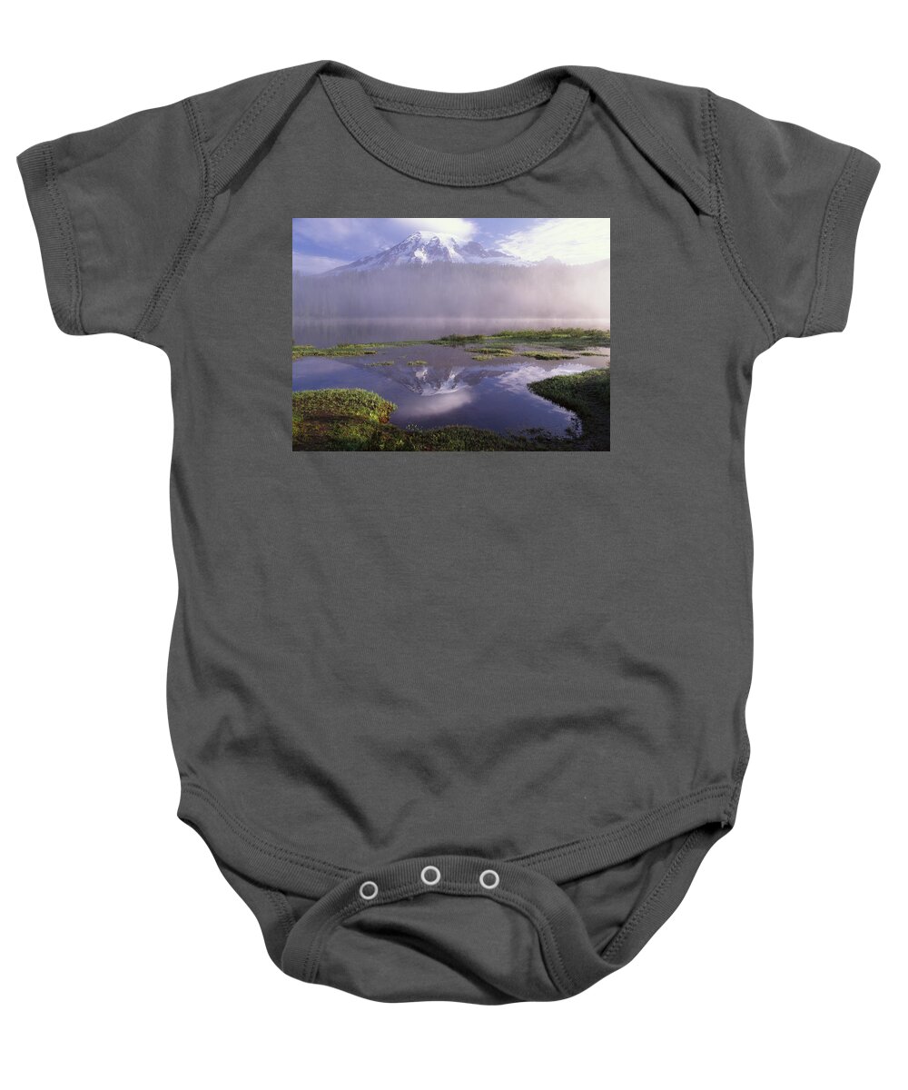 00173629 Baby Onesie featuring the photograph Mt Rainier An Active Volcano Encased by Tim Fitzharris