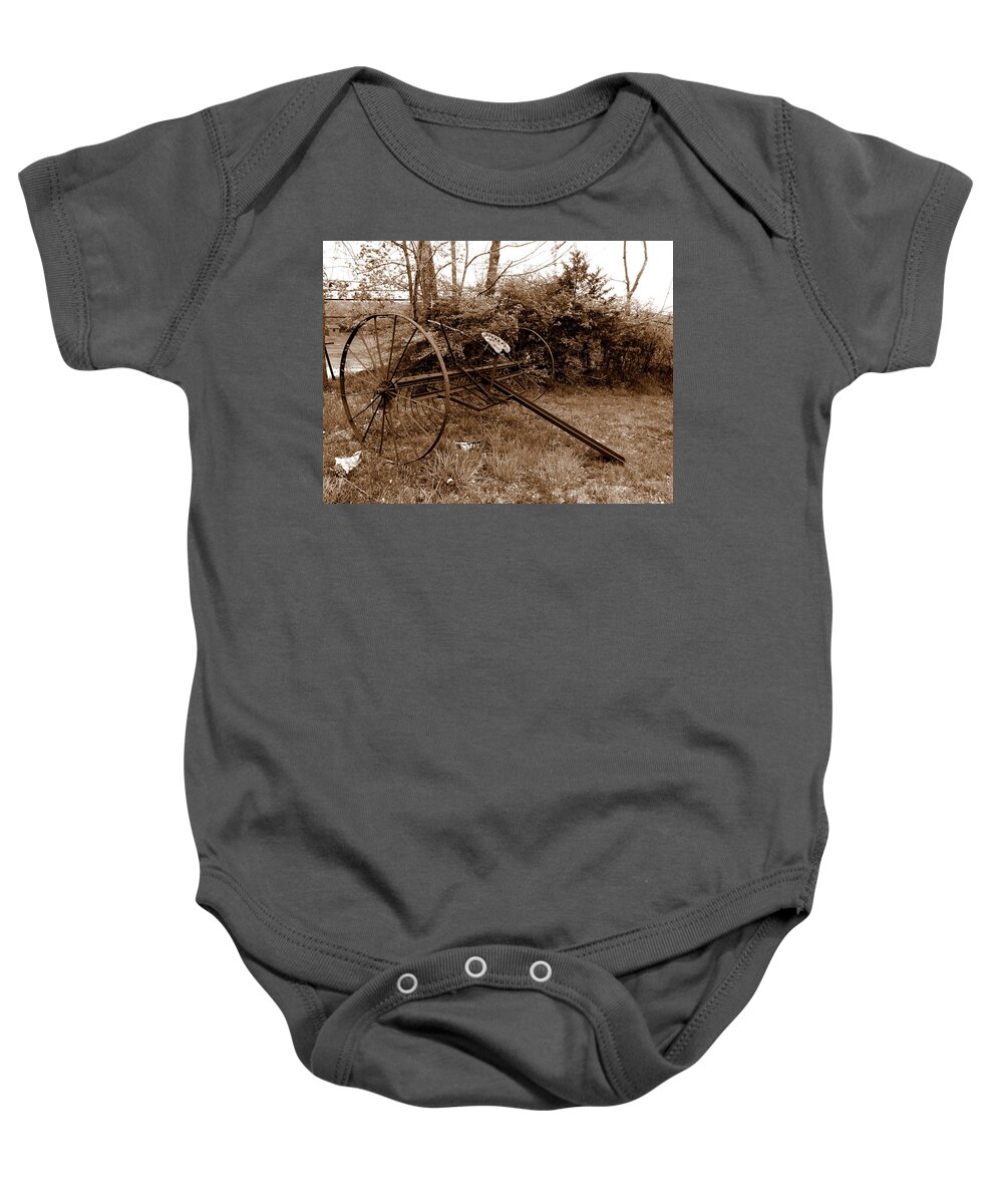 Old Farm Equipment Baby Onesie featuring the photograph New Englands Garden History by Kim Galluzzo