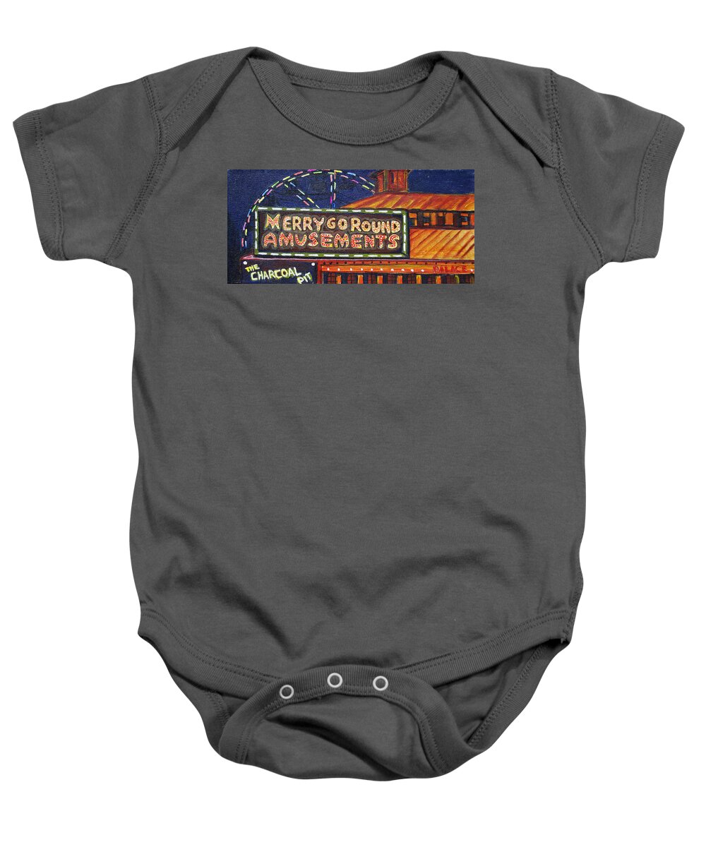 Asbury Park Baby Onesie featuring the painting Night Merry's by Patricia Arroyo