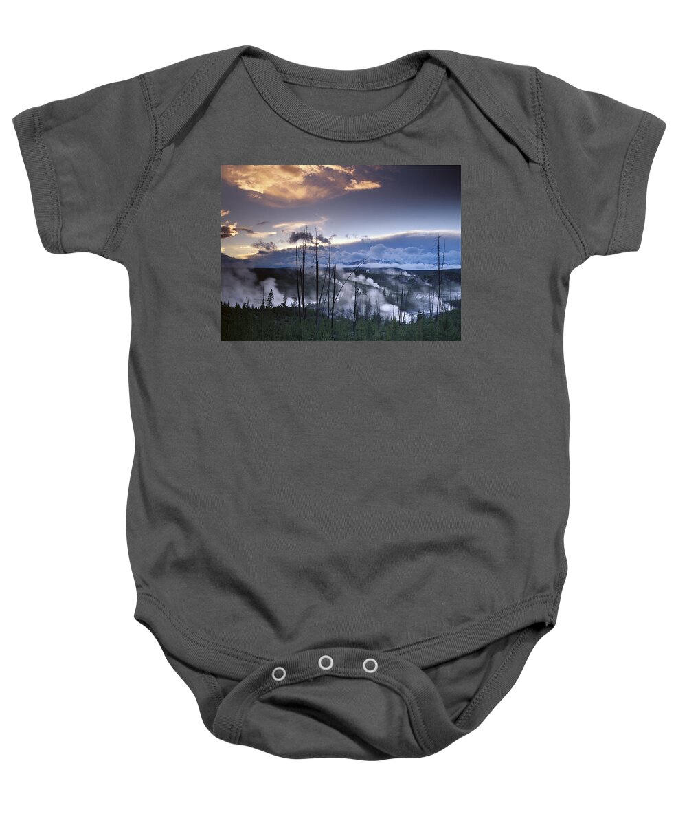 00173508 Baby Onesie featuring the photograph Norris Geyser Basin With Steam Plumes by Tim Fitzharris
