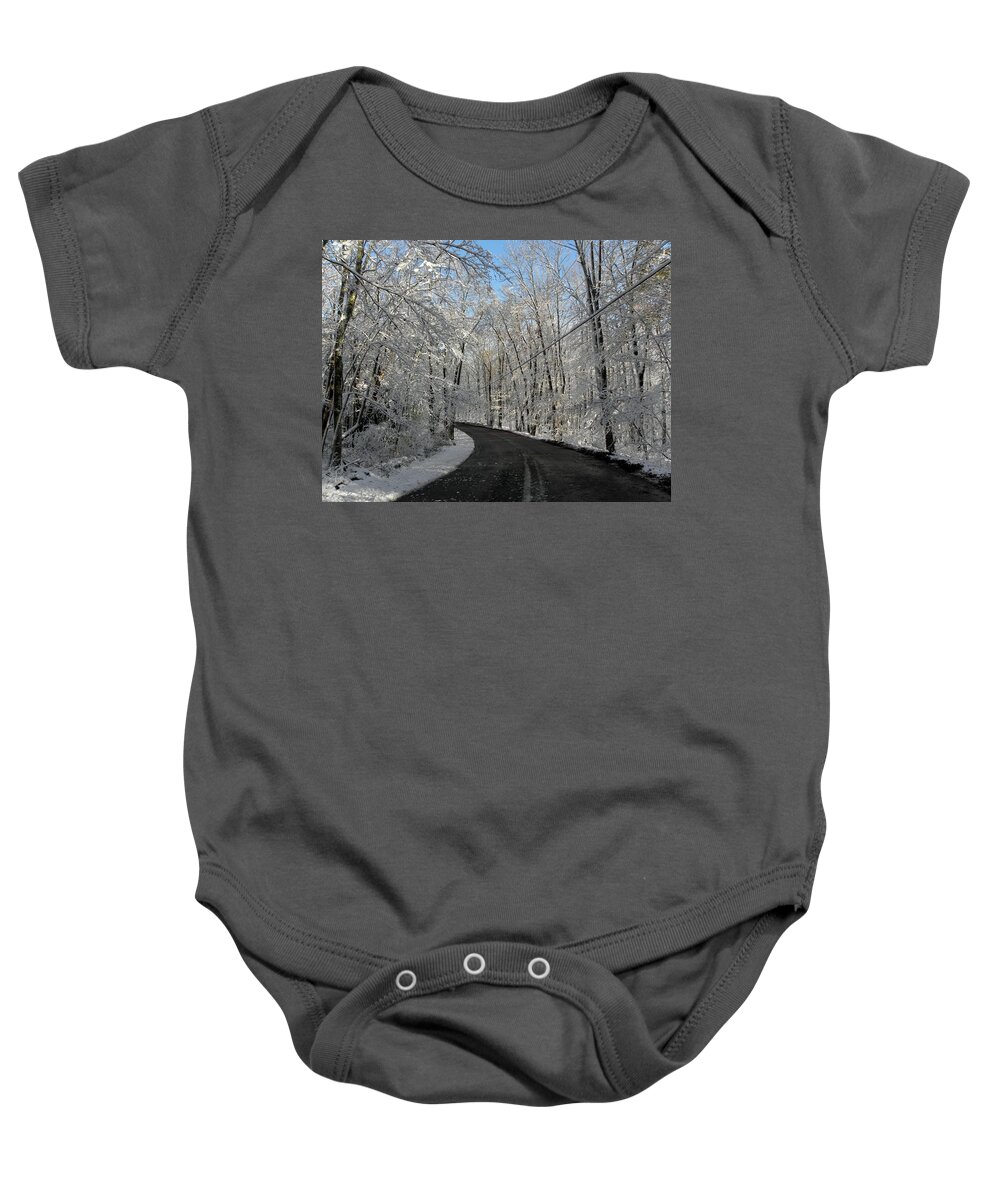 Snow Baby Onesie featuring the photograph October Snow in CT USA by Kim Galluzzo