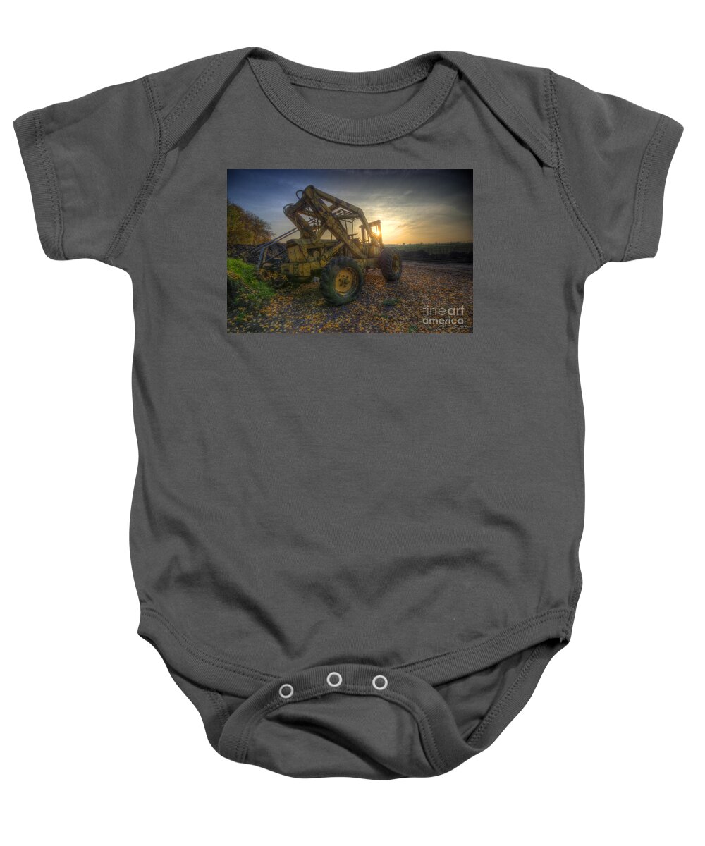 Art Baby Onesie featuring the photograph Oldskool Forklift by Yhun Suarez