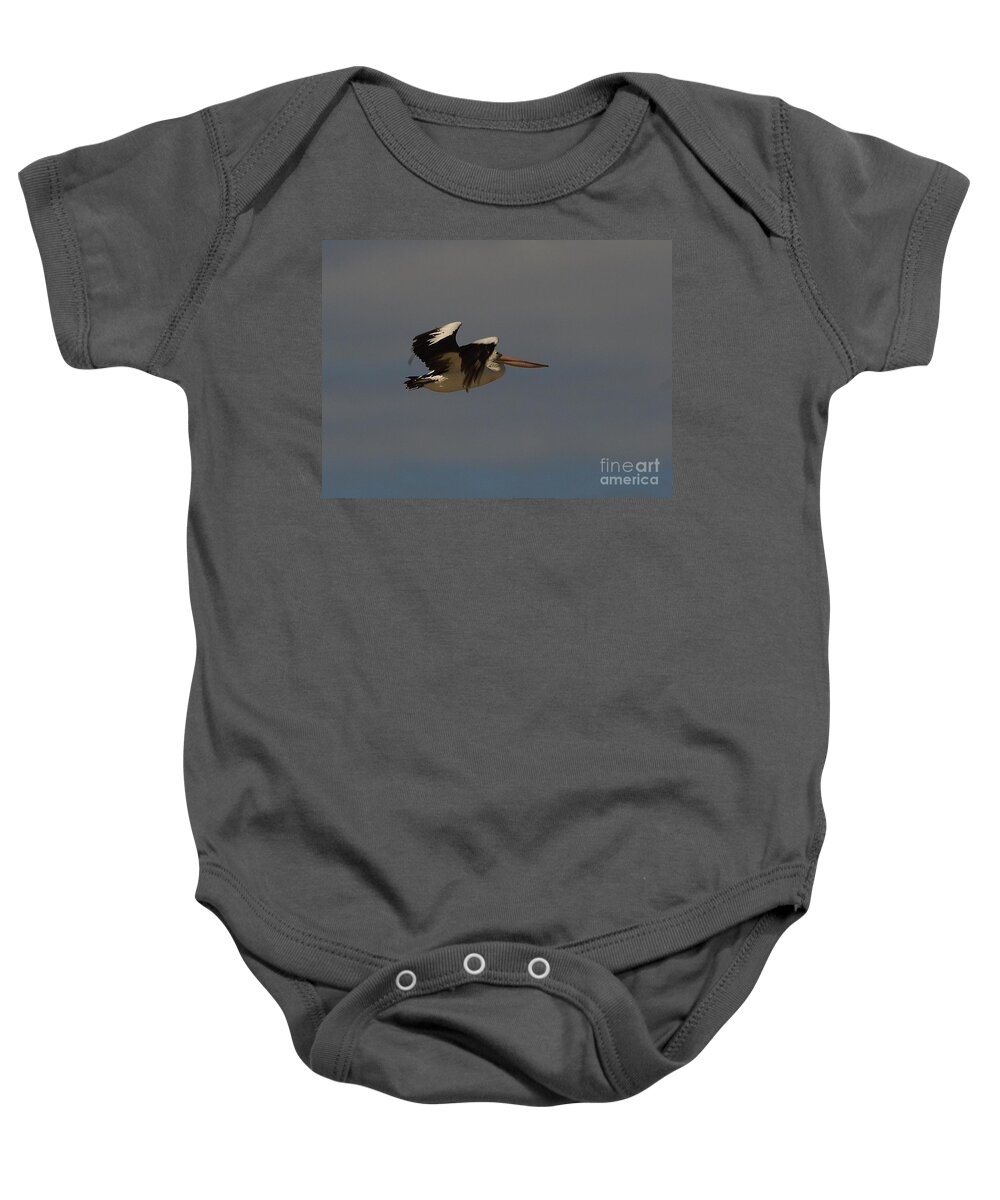 Australia Baby Onesie featuring the photograph Pelican in flight 3 by Blair Stuart