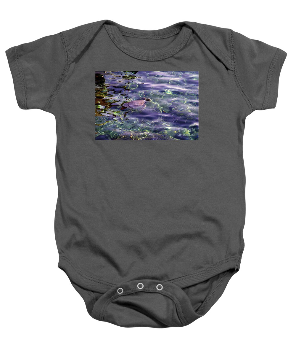 Sea Turtle Baby Onesie featuring the photograph playing at Crete by Casper Cammeraat