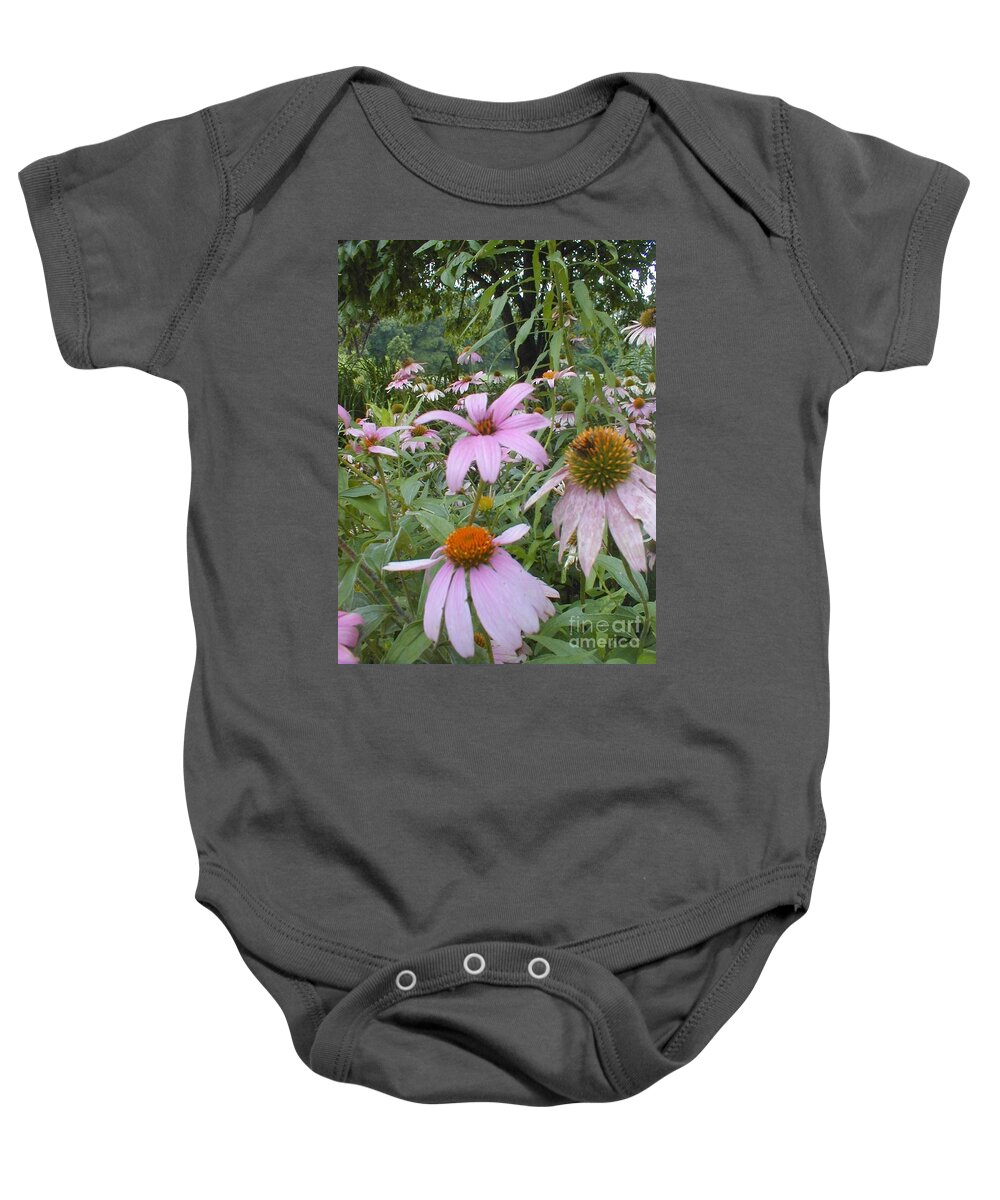 Flowers Baby Onesie featuring the photograph Purple Coneflowers by Vonda Lawson-Rosa