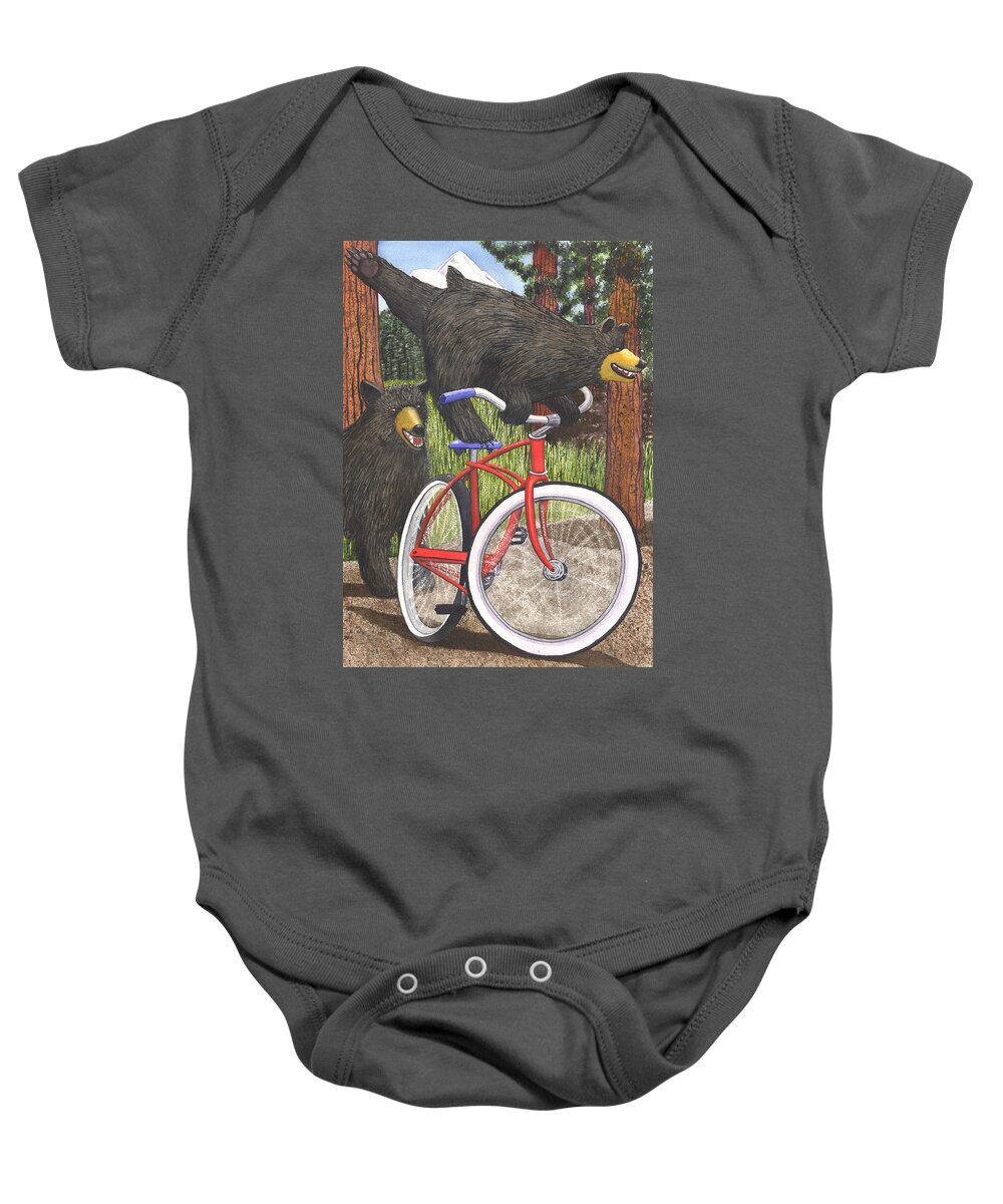 Bicycle Baby Onesie featuring the painting Red Bike by Catherine G McElroy