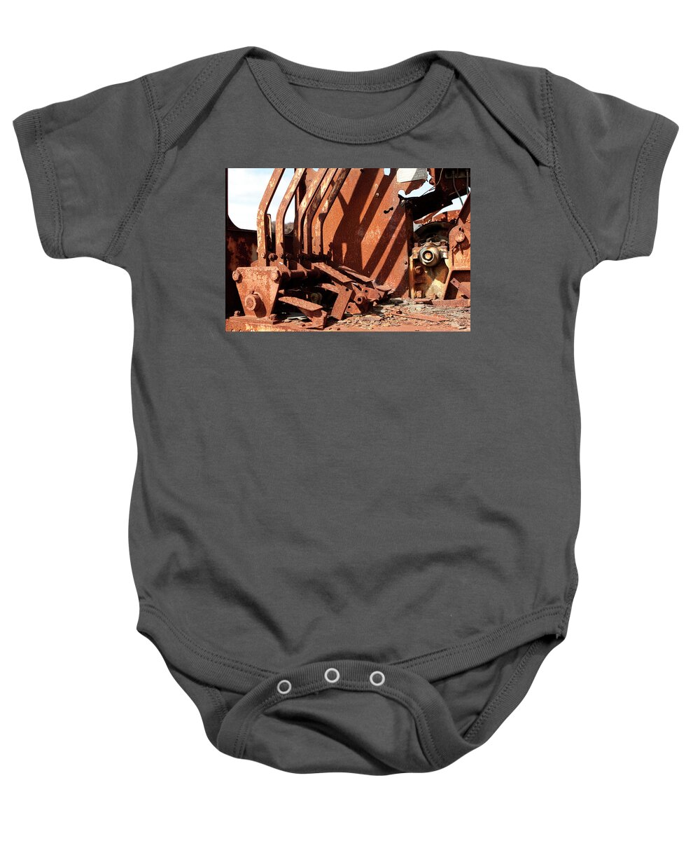 Mendocino Baby Onesie featuring the photograph Rusted Relic by Lorraine Devon Wilke