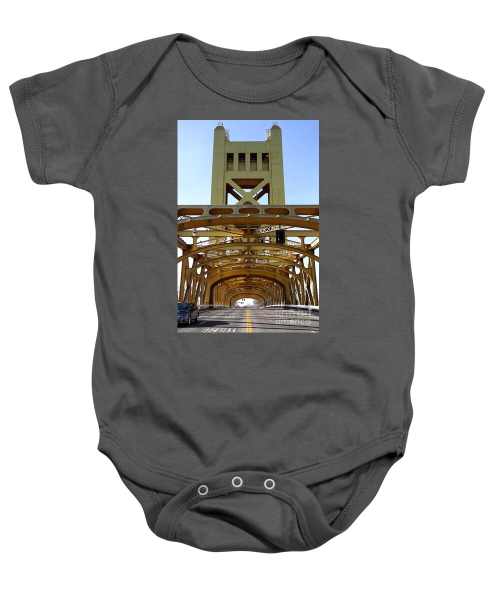 Landscape Baby Onesie featuring the photograph Sacramento California Tower Bridge Crossing The Sacramento Delta River . 7D11570 by Wingsdomain Art and Photography