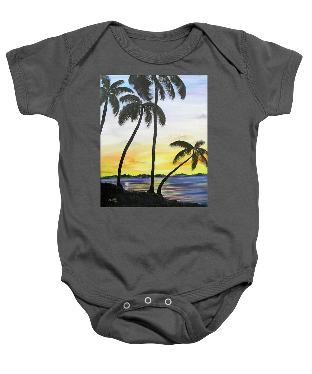 Beach Baby Onesie featuring the painting Silhouette by Gloria E Barreto-Rodriguez