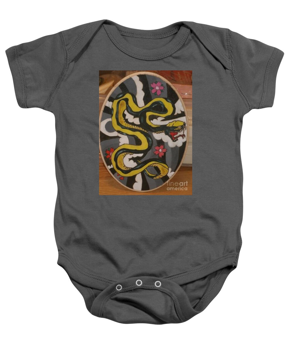 Snake Baby Onesie featuring the painting Snake by Samantha Lusby