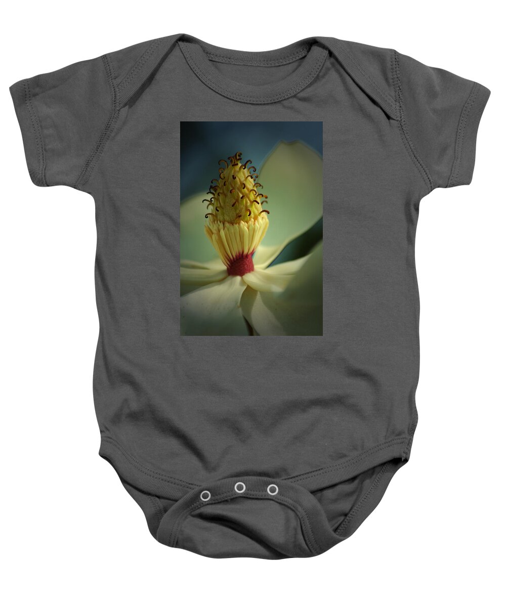 Magnolia Baby Onesie featuring the photograph Southern Magnolia Flower by David Weeks