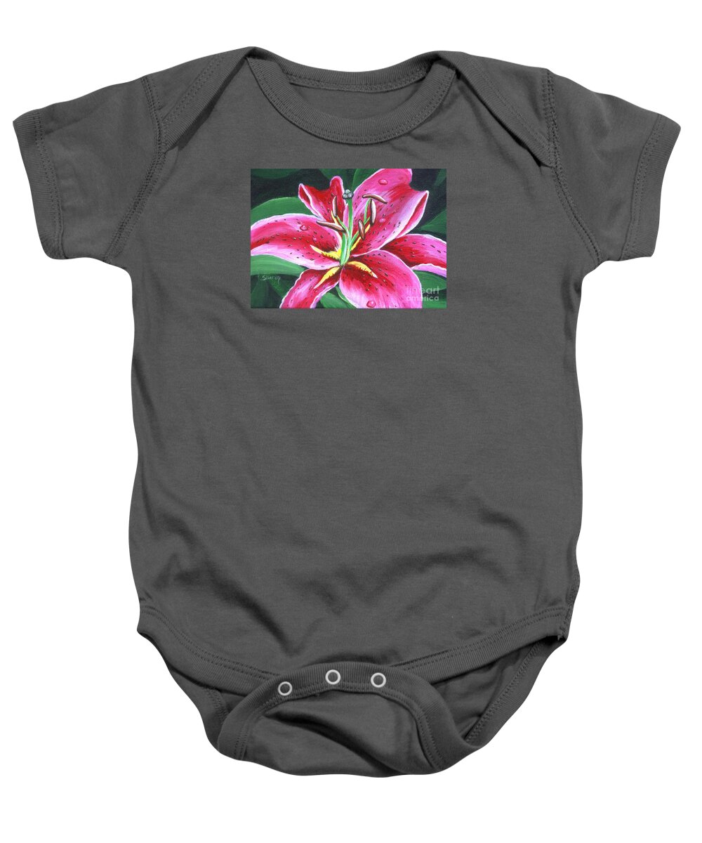 Lily Baby Onesie featuring the painting Stargazer lily by Sharon Molinaro