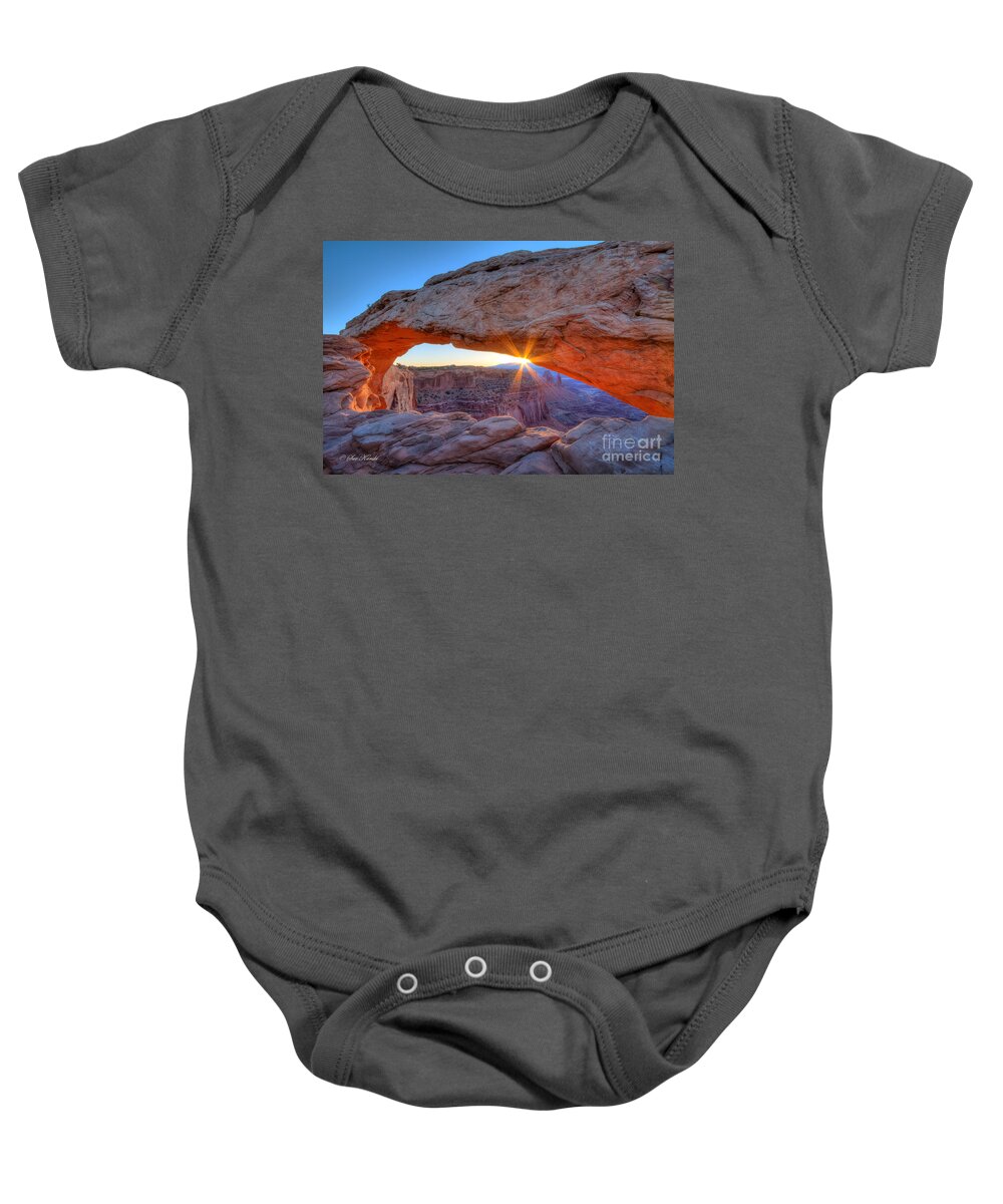 Arches National Park Baby Onesie featuring the photograph Sunrise at Mesa Arch by Sue Karski