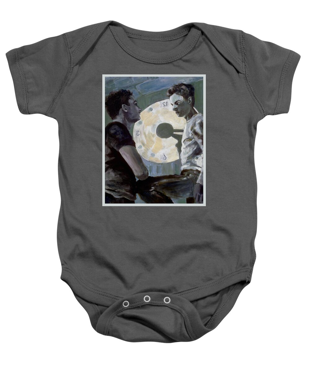 Two Boys Baby Onesie featuring the painting Time by Rene Capone