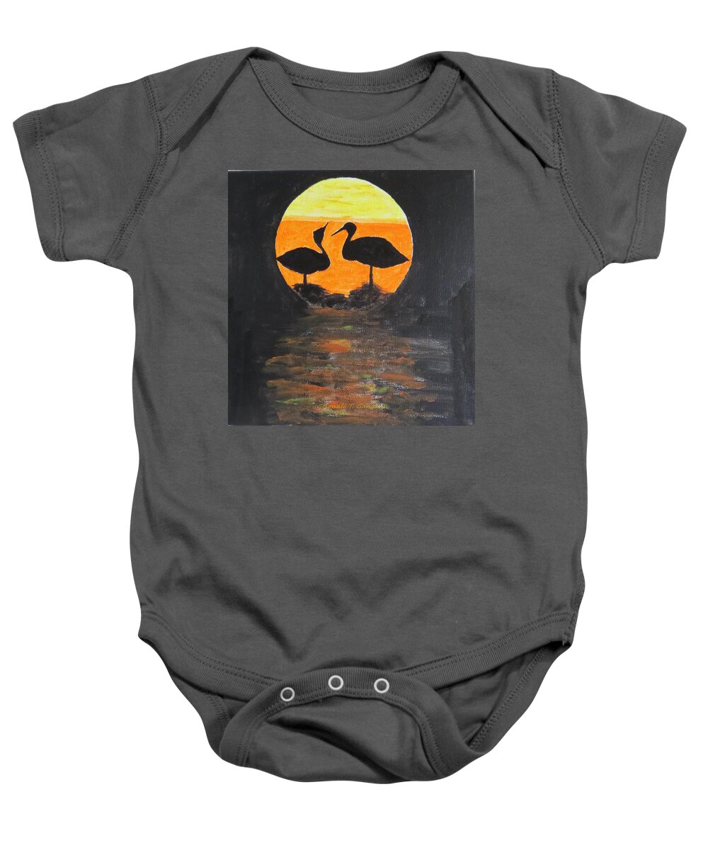Birds Together Baby Onesie featuring the painting Together by Sonali Gangane