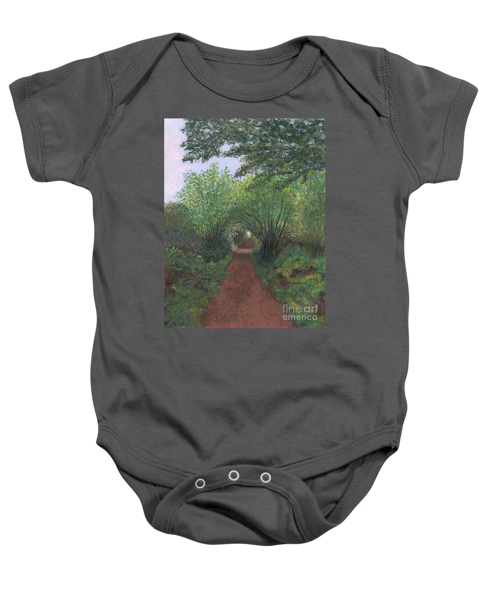 Landscape Baby Onesie featuring the pastel Trail to Spencer Spit by Ginny Neece