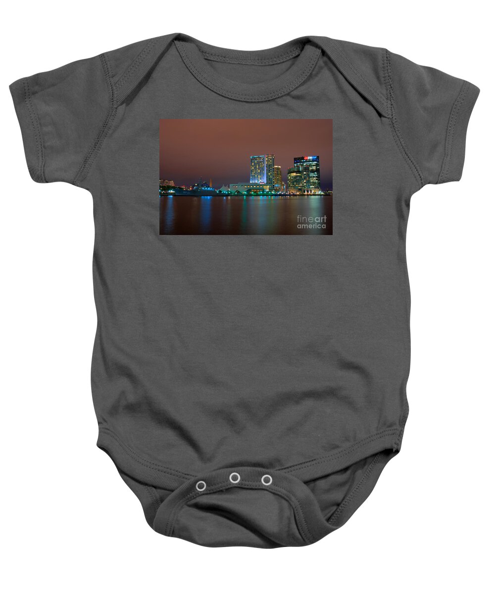 Baltimore Baby Onesie featuring the photograph USCGC Eagle and Inner Harbor East by Mark Dodd