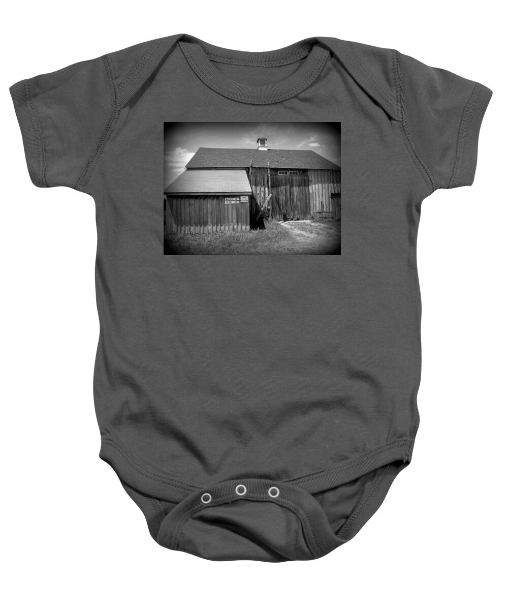 Vintage Photography Baby Onesie featuring the photograph Vintage black and white by Kim Galluzzo