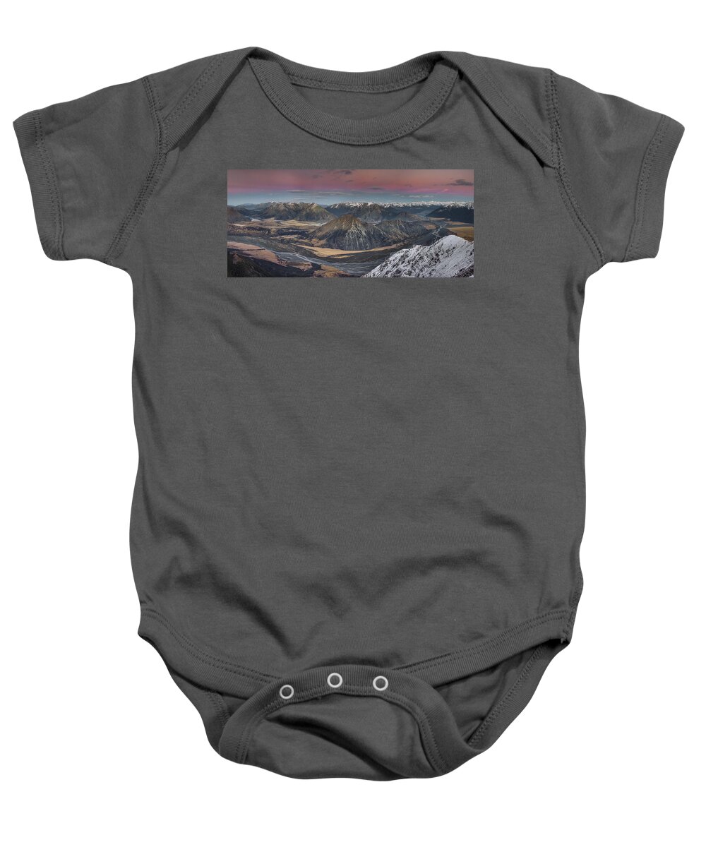 00486212 Baby Onesie featuring the photograph Waimakariri River Basin In Predawn by Colin Monteath