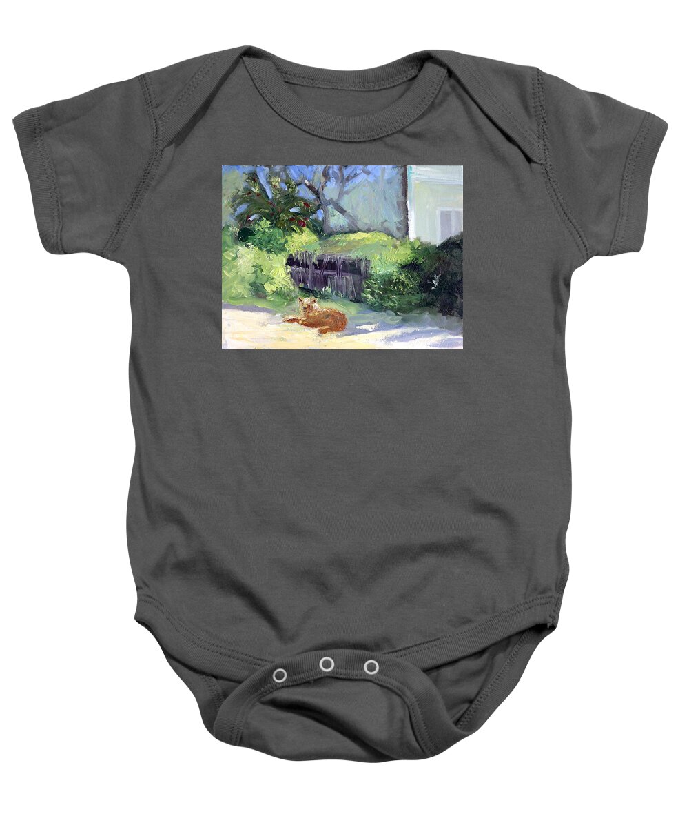 Plein Air Baby Onesie featuring the painting Waiting by Sheila Wedegis