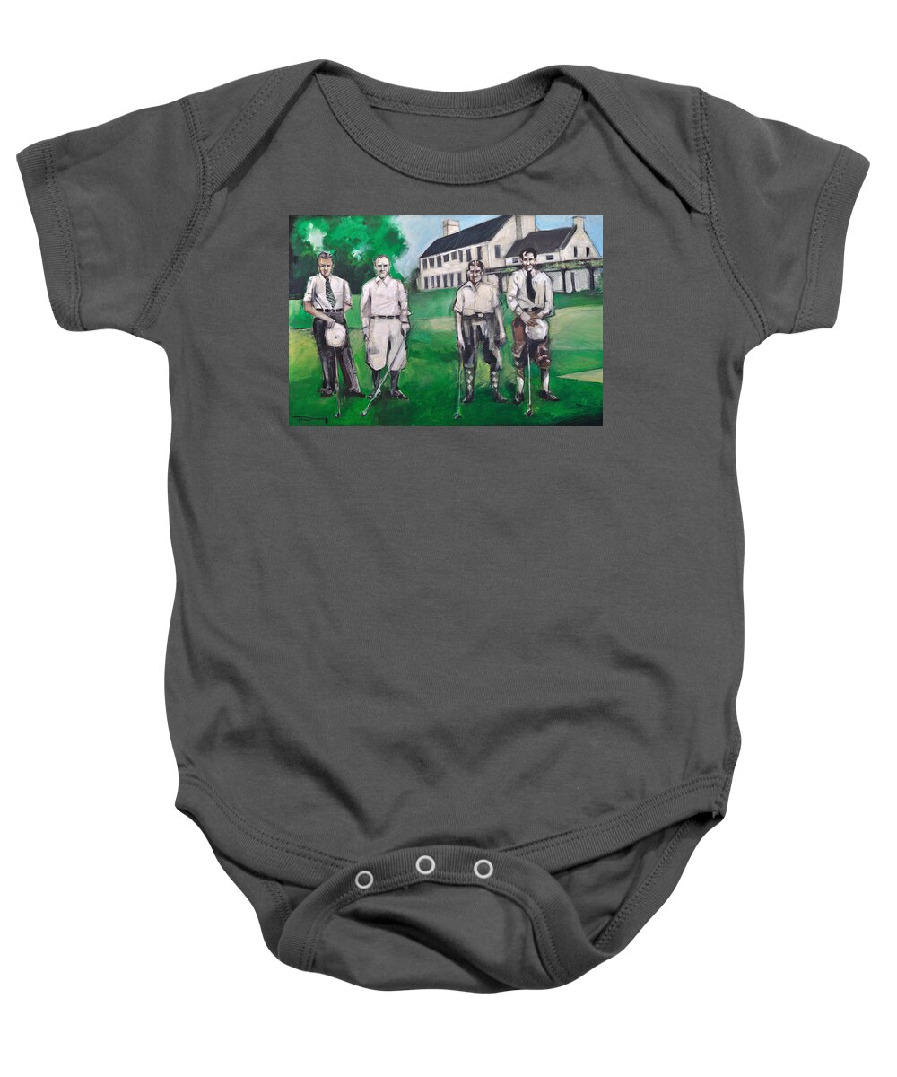 Golf Baby Onesie featuring the painting Whistling Straits Boys by Tim Nyberg