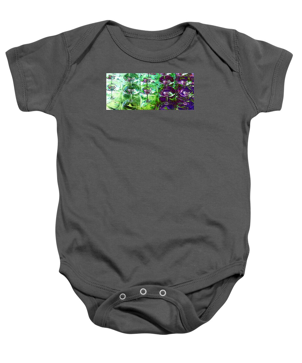Wine Glasses Baby Onesie featuring the mixed media Wine And Dine by Will Borden
