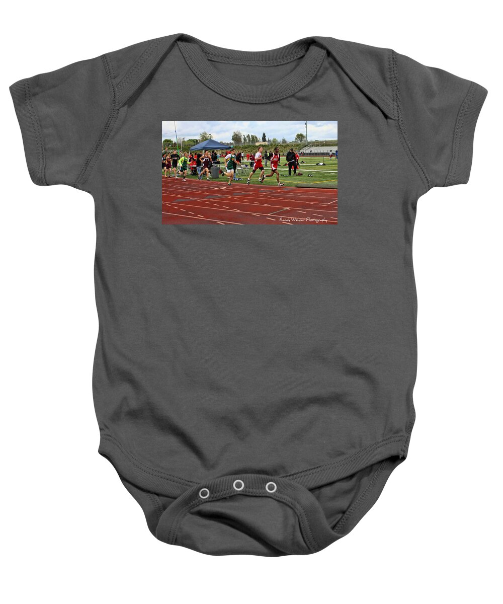 Cal Center Meet 2 - Antelope Baby Onesie featuring the photograph Winning by Randy Wehner