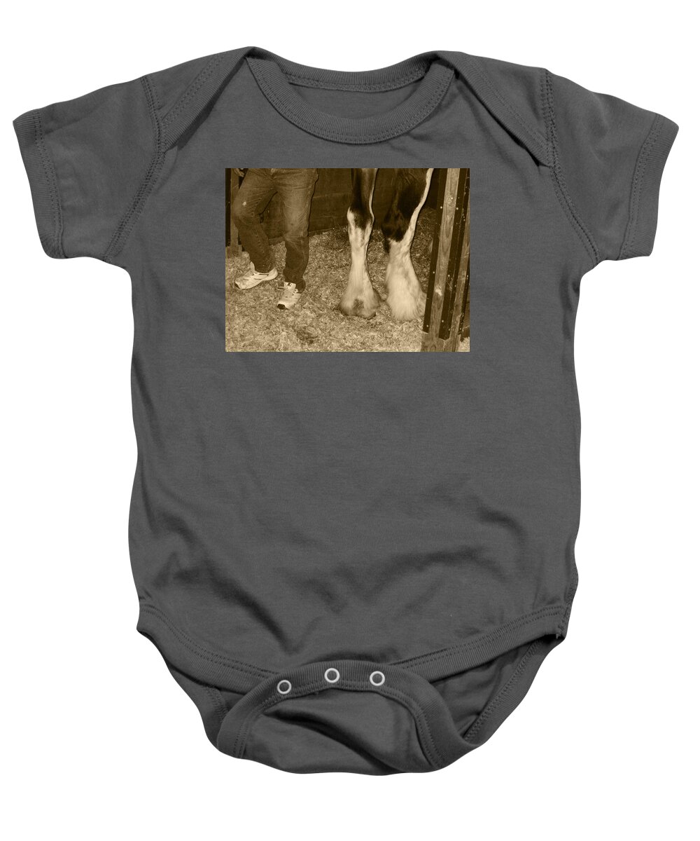 Human Legs Baby Onesie featuring the photograph You Put Your Right Foot Out by Kym Backland