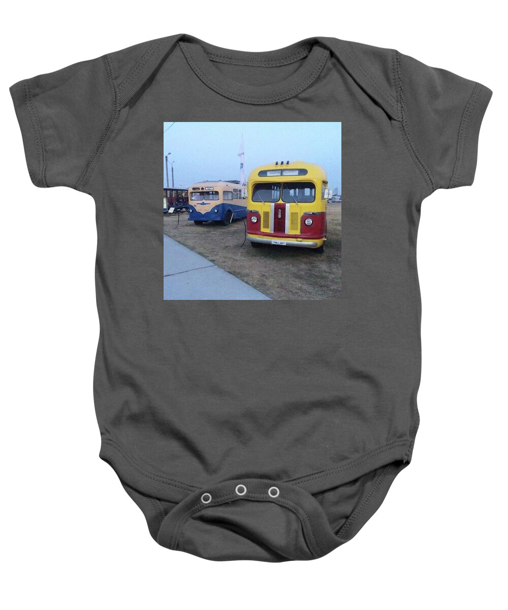 Color Baby Onesie featuring the photograph Retro bus by Oksana Nepyipyvo