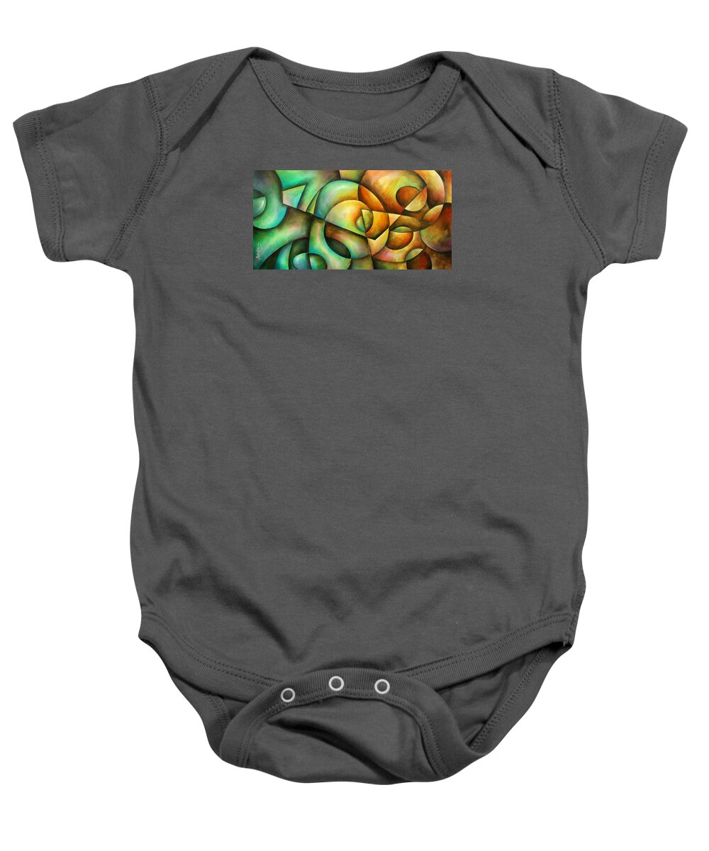 Abstract Baby Onesie featuring the painting ' Contradictions ' by Michael Lang