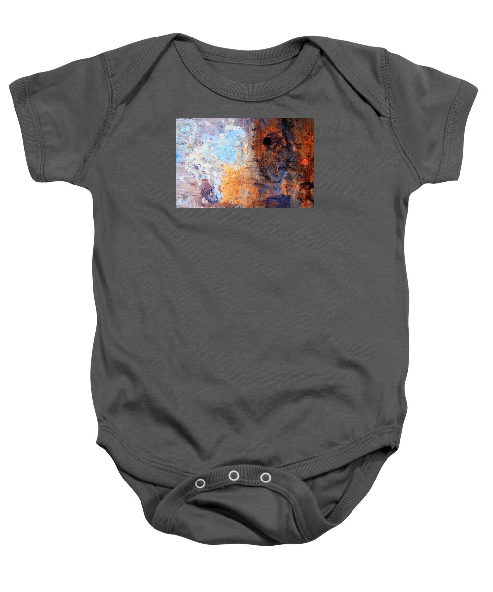 Newel Hunter Baby Onesie featuring the photograph /Boatyard Abstract 2 by Newel Hunter
