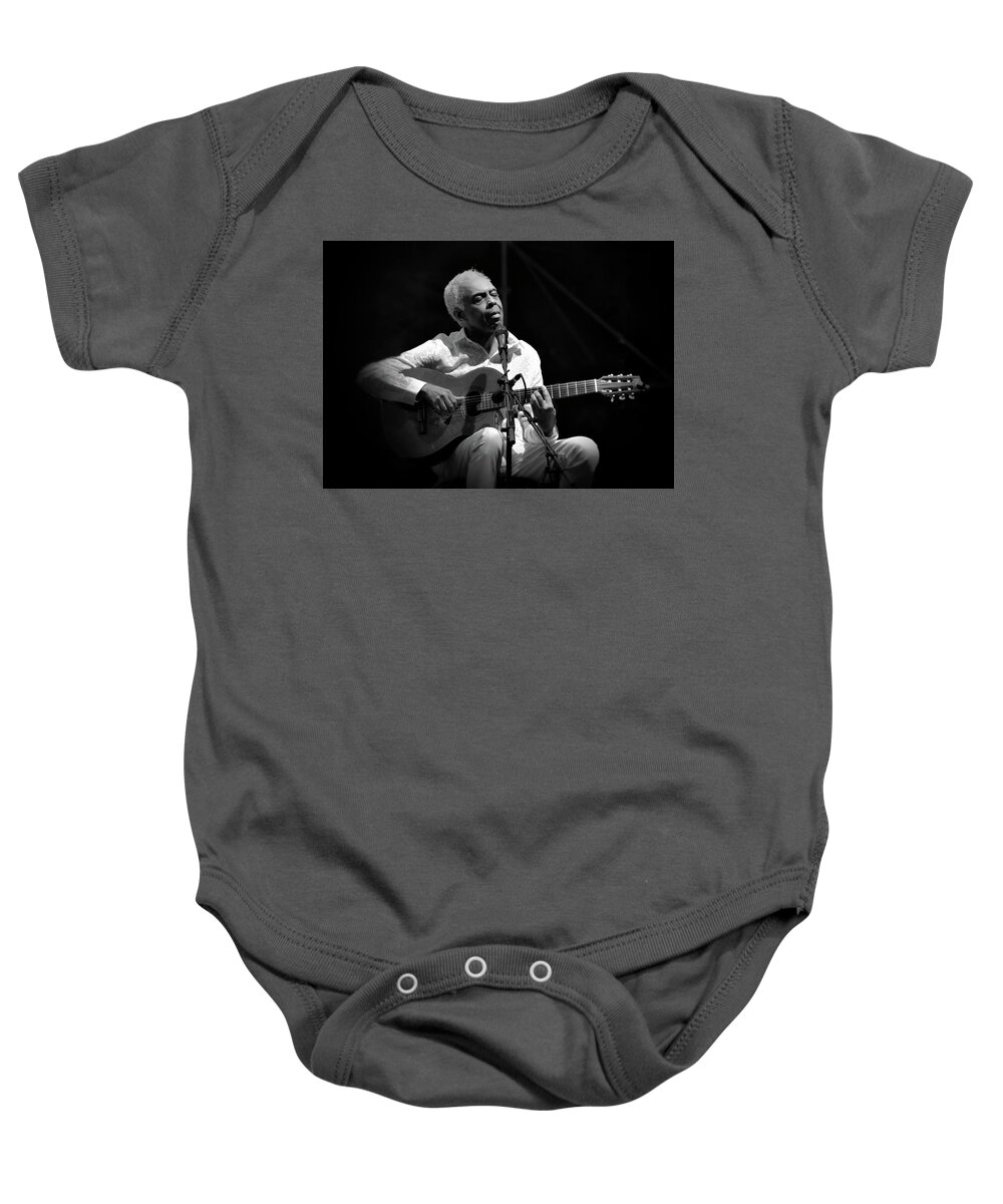 Gilberto Gil Baby Onesie featuring the photograph Gilberto Gil  Black And White by Jean Francois Gil