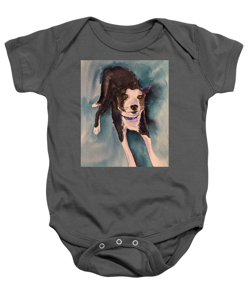 Pet Baby Onesie featuring the painting Jade Bug by Bonny Butler